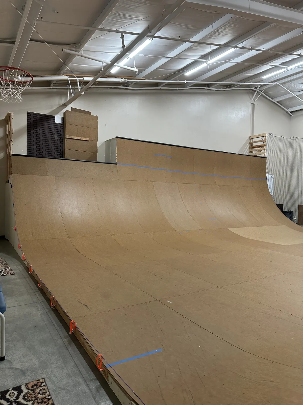 Side view showing the different deck heights on the rebuilt Kinda Mellow ramp