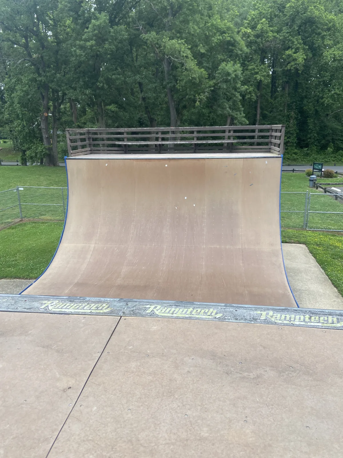 Ramptech vert ramp viewed from one deck at Scott D. Eagles Skate Park